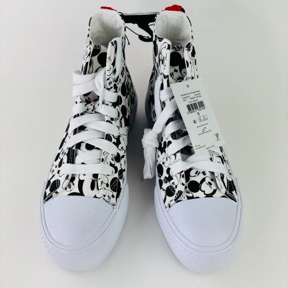Disney Women's Mickey Mouse High-Top Lace-Up Sneakers Size 9 Black White NWT - Picture 4 of 9